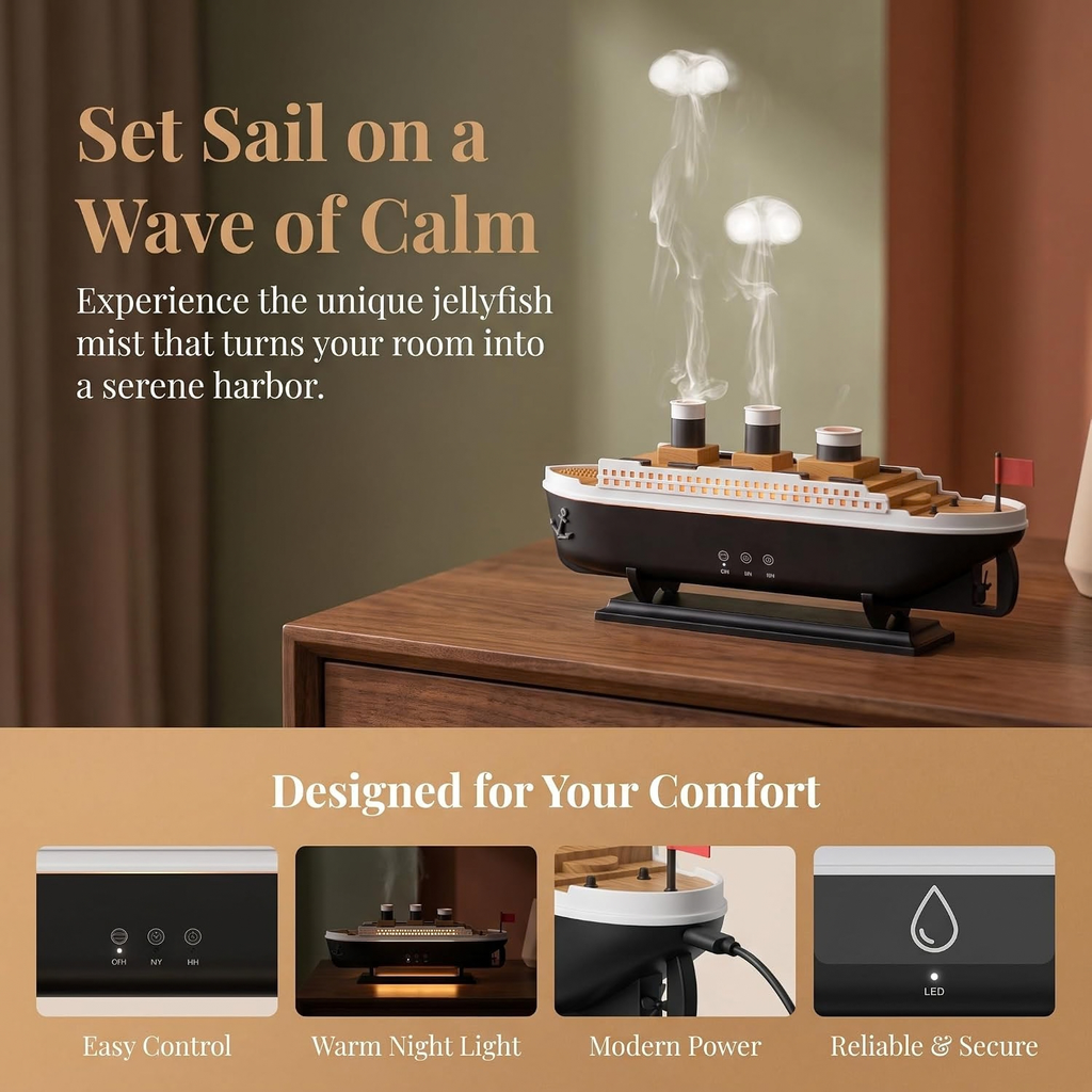 300ml Jellyfish Essential Oil Diffuser Ultrasonic Cool Mist Humidifier with Remote Control