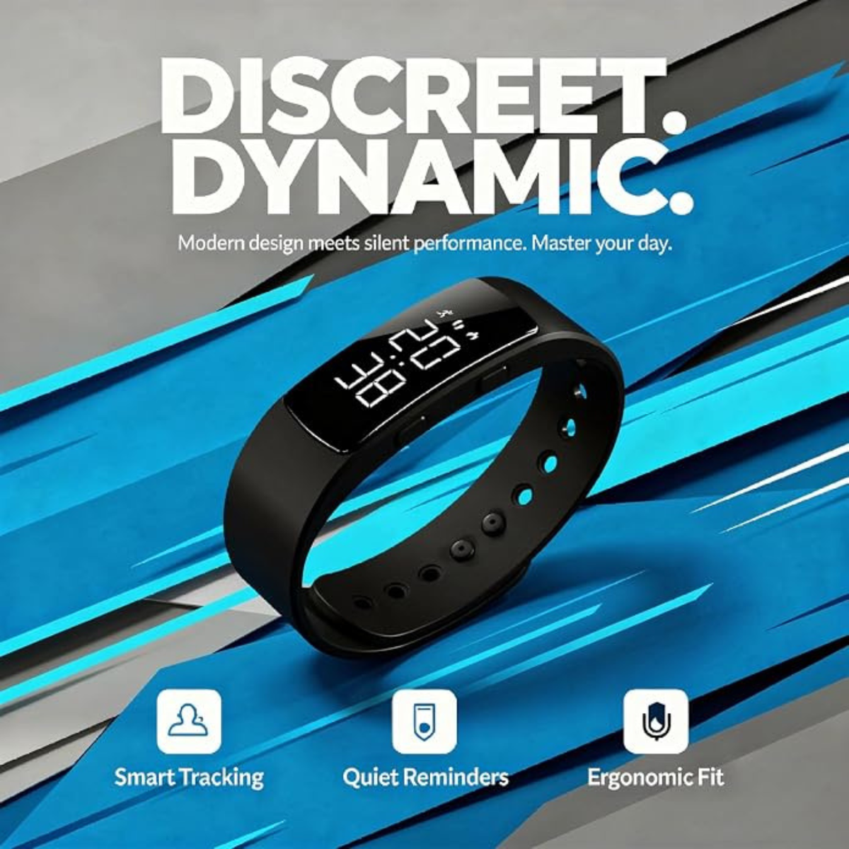 Silent Vibrating Alarm Watch with Step Counter, 10-Day Battery, and IP65 Waterproof Rating