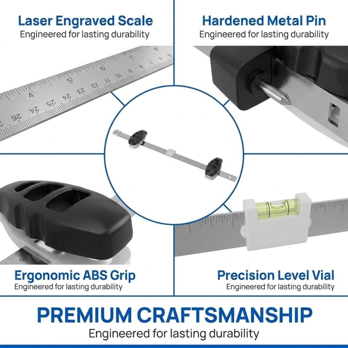 3-in-1 Picture Hanging Tool, All-in-One Art Hanging Kit with Leveling