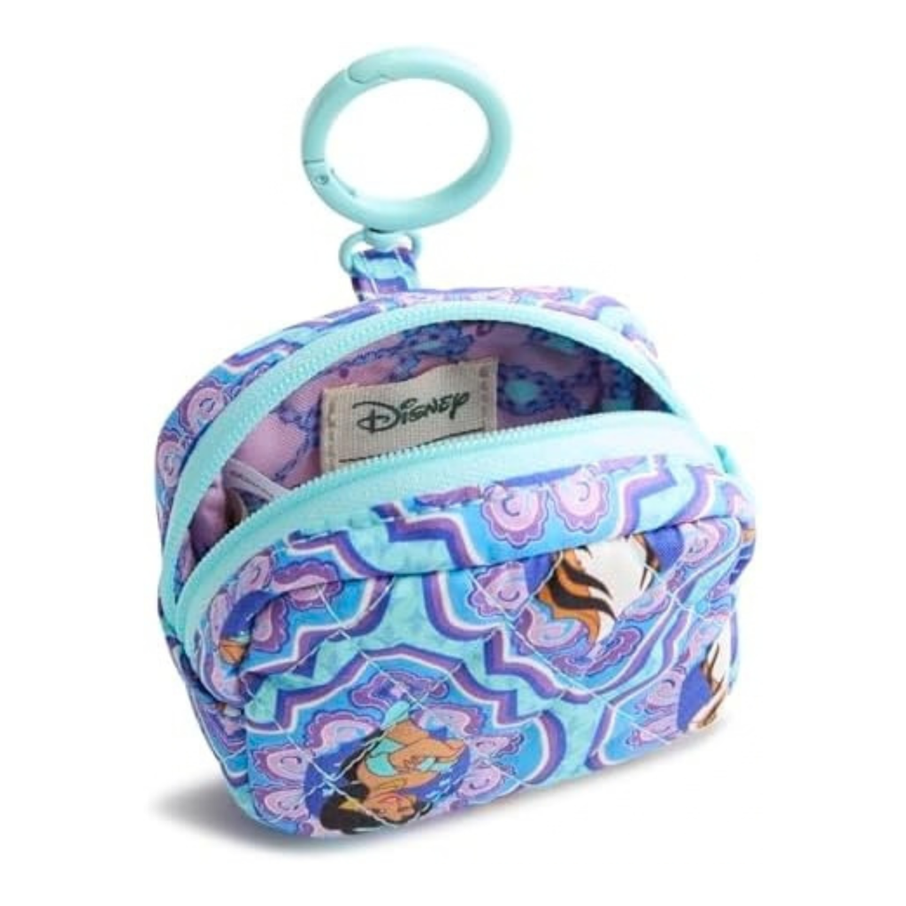 Vera Bradley Women's Disney Premium Cotton Zip Earbud Bag Charm – Zipper Pouch Keychain – Jasmine Medallions