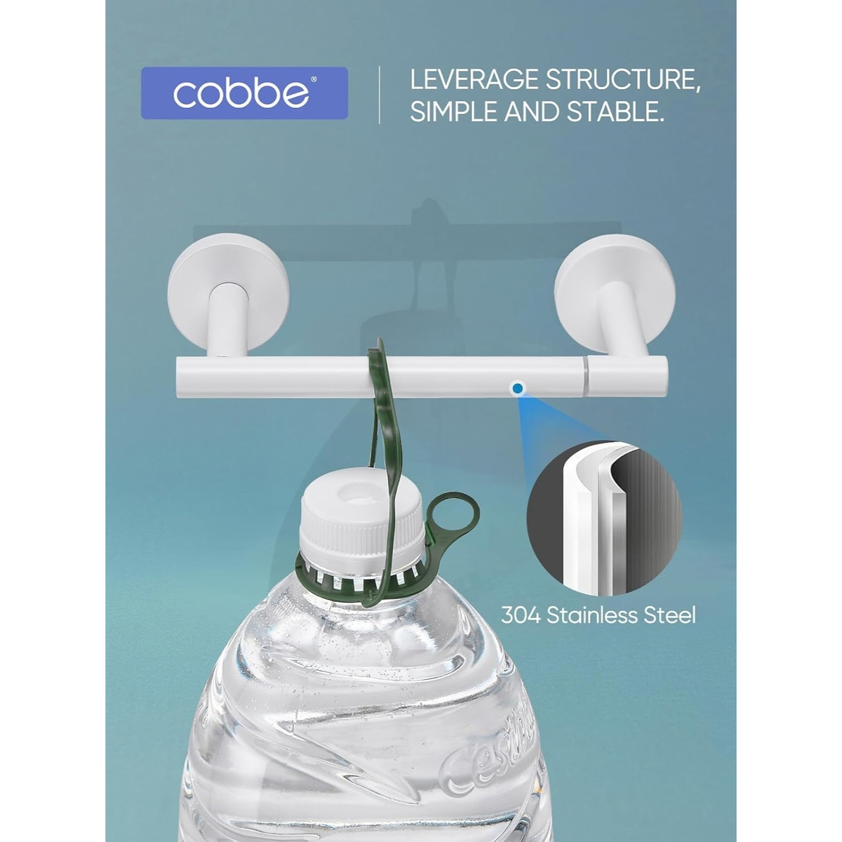White Toilet Paper Holder Wall Mount, SUS304 Stainless Steel Double Post Holder