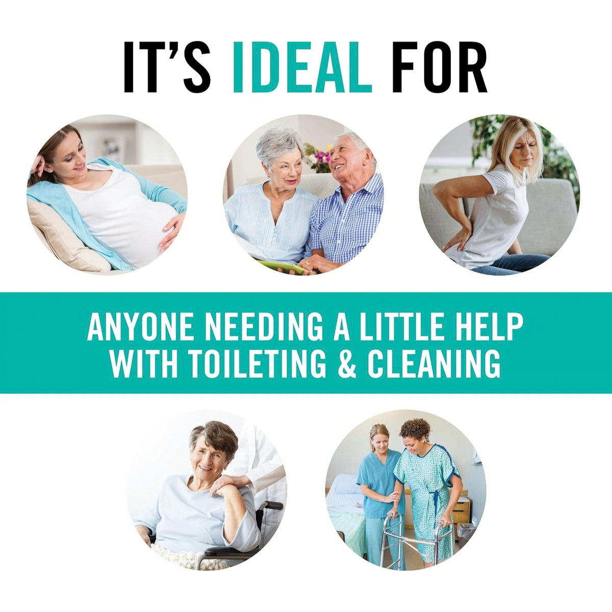Toilet Aid Wiping Tool, 18" Personal Hygiene Wand for Seniors and Disabled