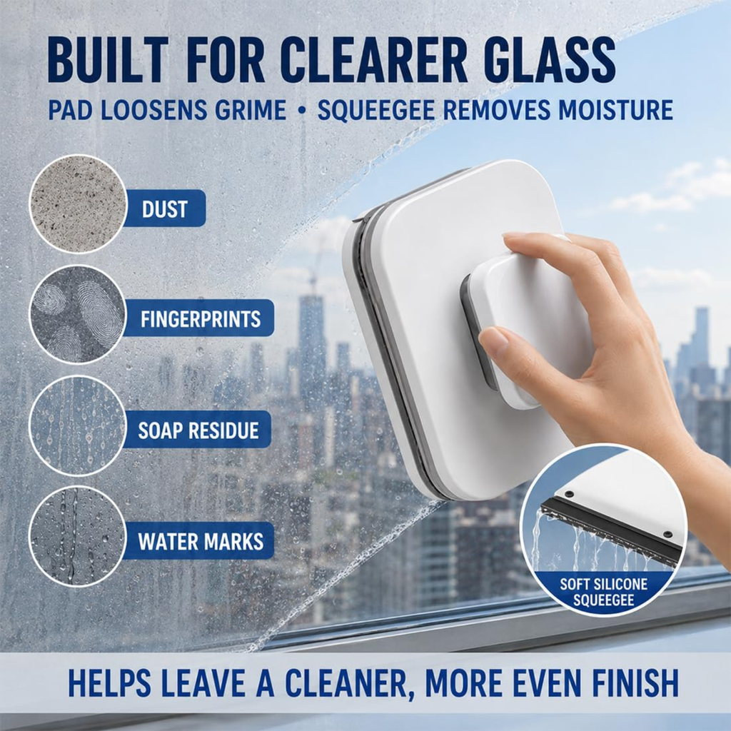 6-in-1 Magnetic Window Cleaner, Double-Sided Glass Cleaning Tool