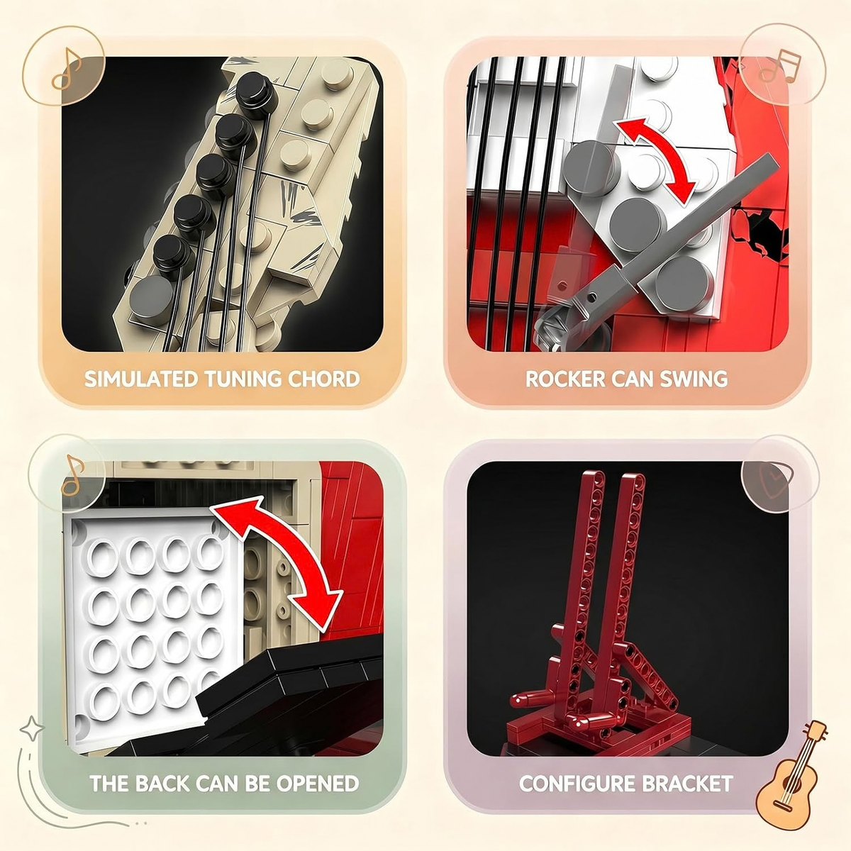 Electric Guitar Model Building Set with Bluetooth Speaker and Stand