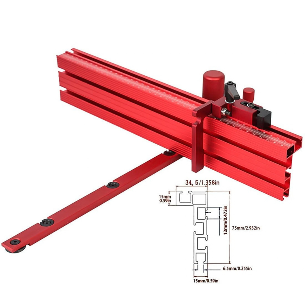 Precision Table Saw Miter Gauge with Aluminum Fence and Flip Stop