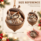 3D Forest Animal Acorn Ornaments, Woodland Hanging Decorations (Owl)