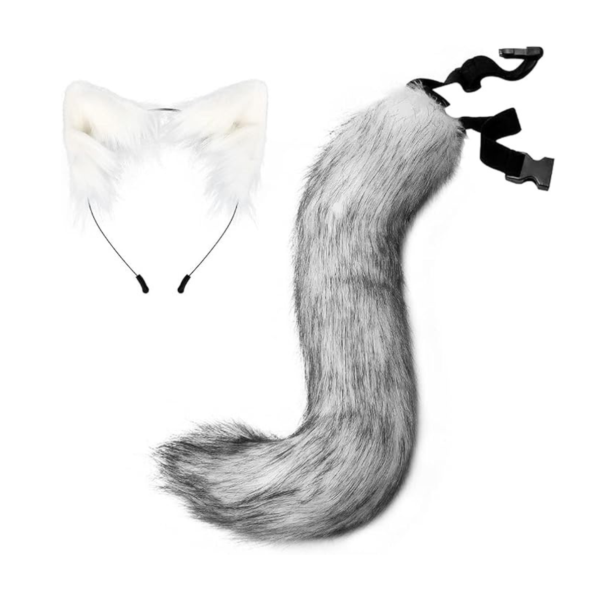 19-Inch Faux Fur Fox Tail with Ear Headband Cosplay Costume Accessory