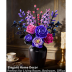 Flowers Bouquet Building Set, Purple Roses Botanical Building Blocks, Gothic Home Decor Gift