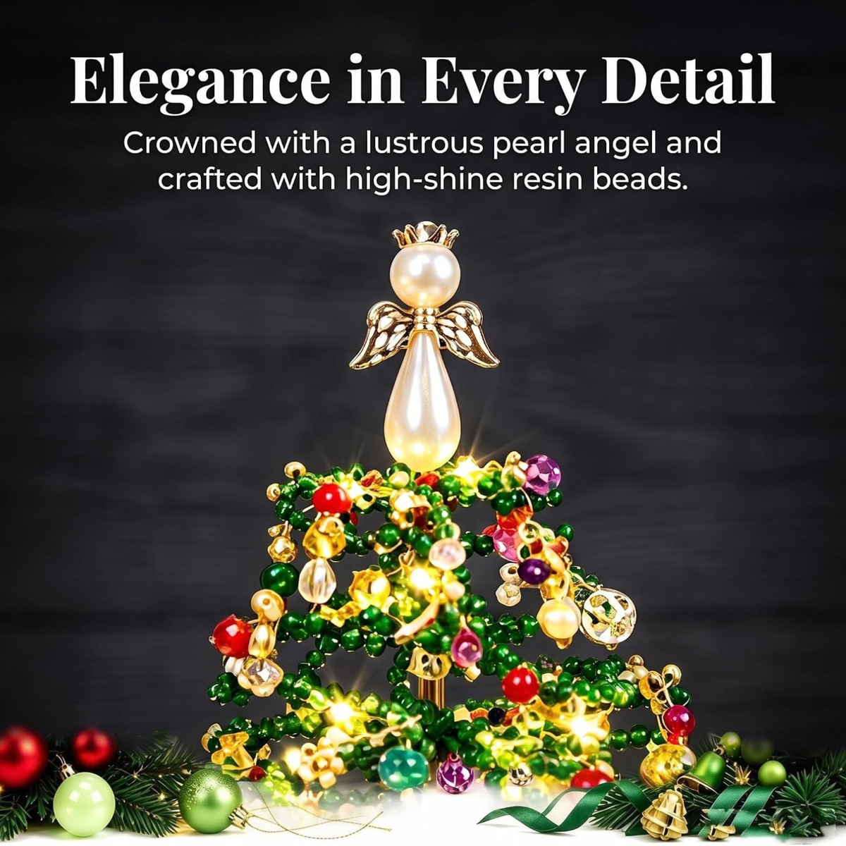 DIY Beaded Christmas Tree Kit, Handmade Crystal Craft Set for Adults
