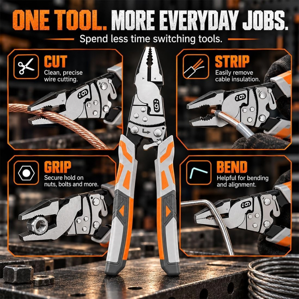 9" Ratchet Self-Locking Wire Cutter, Heavy-Duty Ratchet Lineman's Pliers