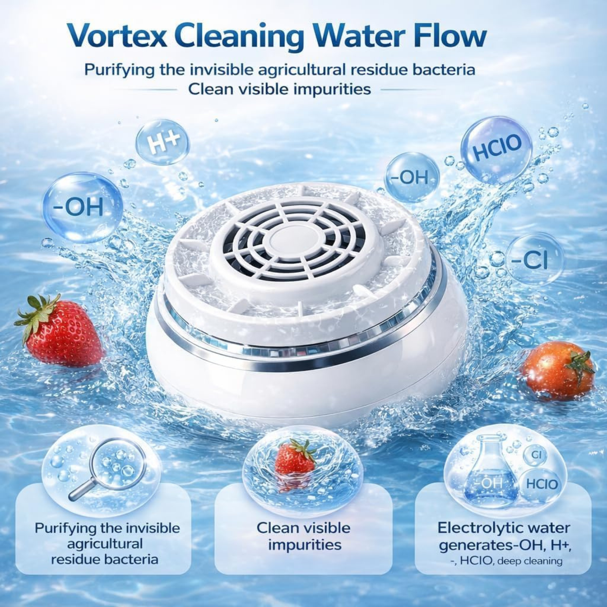Fruit and Vegetable Washer, Wireless Produce Cleaner with Titanium Electrolysis