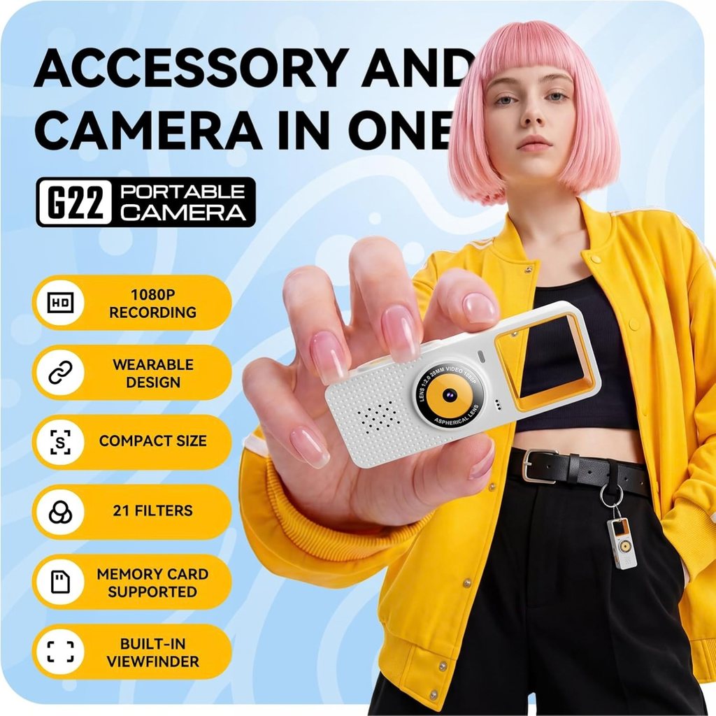 Mini Keychain Camera 1080P HD Pocket Video Recorder with Flip Screen
