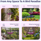 Solar Fountain Bird Bath with Stakes, Cascade Water Feature for Garden & Yard Decor (Purple)