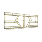Metal Wine Storage Rack Wall Mounted with Glass Holder & Bottle