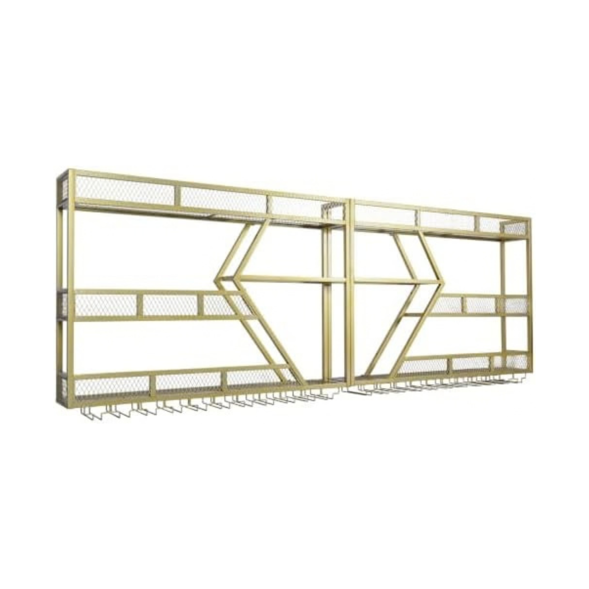 Metal Wine Storage Rack Wall Mounted with Glass Holder & Bottle