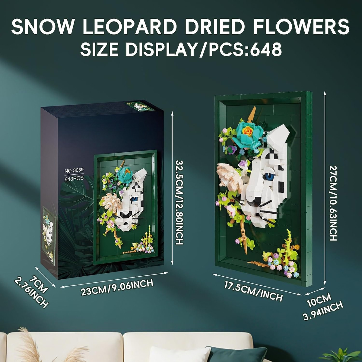 Leopard Flowers Photo Frame Building Blocks Set, 3D Wall Decor Puzzle Toy
