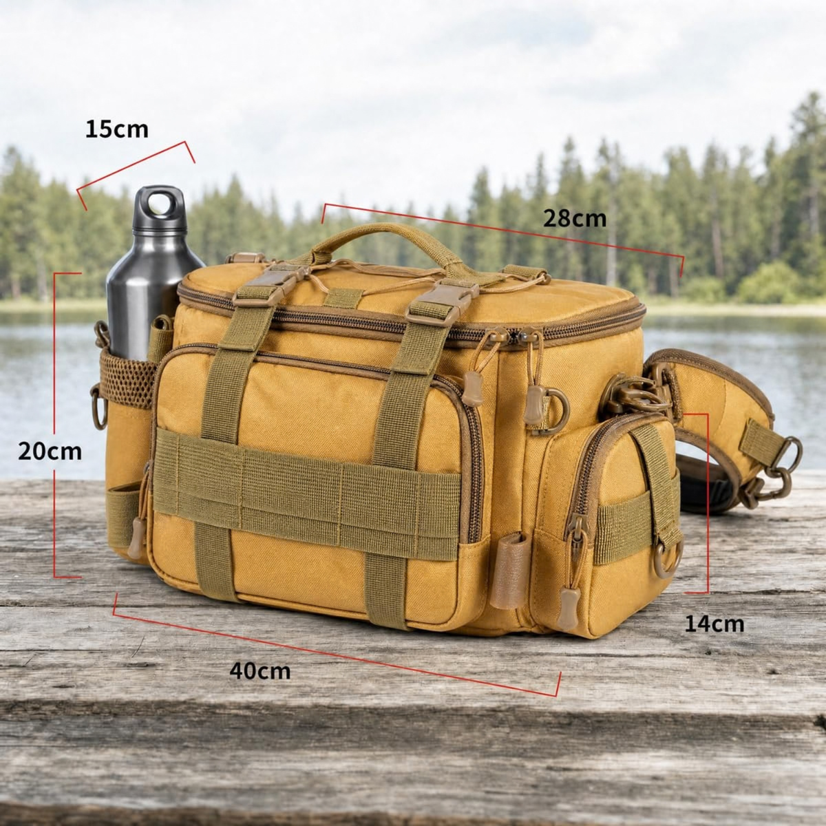 Fishing Tackle Bag, Water-Resistant Oxford Cloth Gear Storage Shoulder Bag
