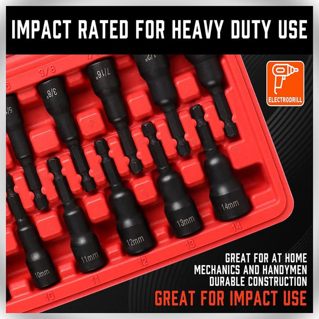 244-Piece Master Screwdriver Bit & Magnetic Nut Driver Set – SAE & Metric Power Drill Bits, Flexible Extension Shaft, Mini Ratchet Wrench, Socket Adapters & Heavy-Duty Red Storage Cases