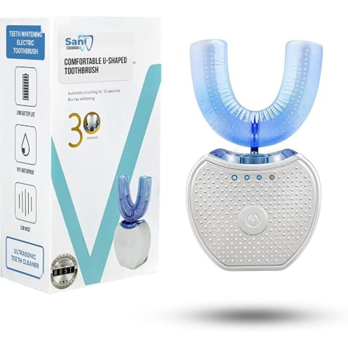 U-Shaped Electric Toothbrush for Adults – 360° Automatic Sonic Teeth Whitening Cleaner with Food-Grade Silicone Brush Head, Blue Light Whitening & IPX7 Waterproof Rechargeable Design