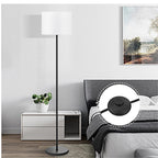 Modern Minimalist LED Floor Lamp Tall Metal Standing Pole Light Linen Fabric Shade Foot Switch Bedside Lamp for Living Room Bedroom Office Hotel Decor (Standard E26 Socket Base)