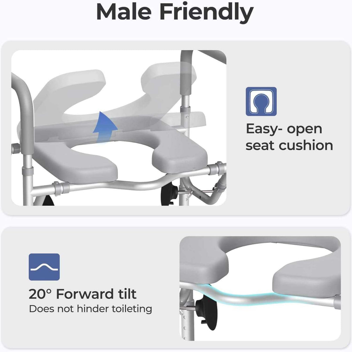 GAOBO Large Elevated Toilet Seat with Arms - Heavy Duty 400 lbs Aluminum Raised Toilet Seat Frame for Seniors, Handicap - 5 Height Adjustable Soft Padded Cushion Safety Rails, Post-Surgery Recovery