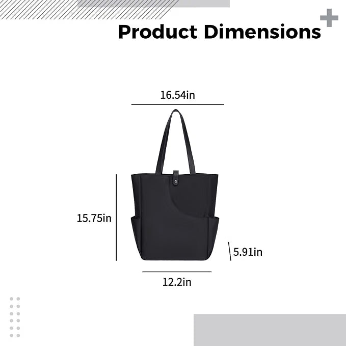 2 Pcs Tote Bags for Women, Black & White Large Capacity Shopping & Work Totes with External Pockets