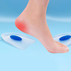 Silicone Heel Cushion Insoles for Men, One Pair, White Anti Skid Support, Motion Control and Stability, Athletic Use, Free Size Fit