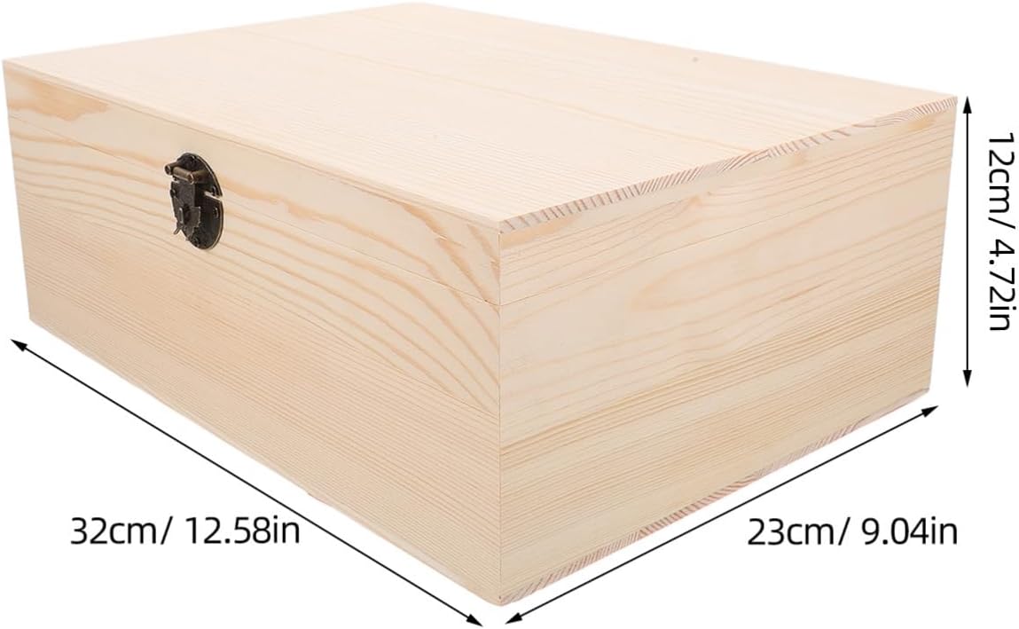 Retro Jewelry Case Wooden Box with Hinged Lid and Front Clasp Dresser or Bedside Use, Holds Jewelries and Small Sundries, Multipurpose Wooden Storage with Easy Open Close