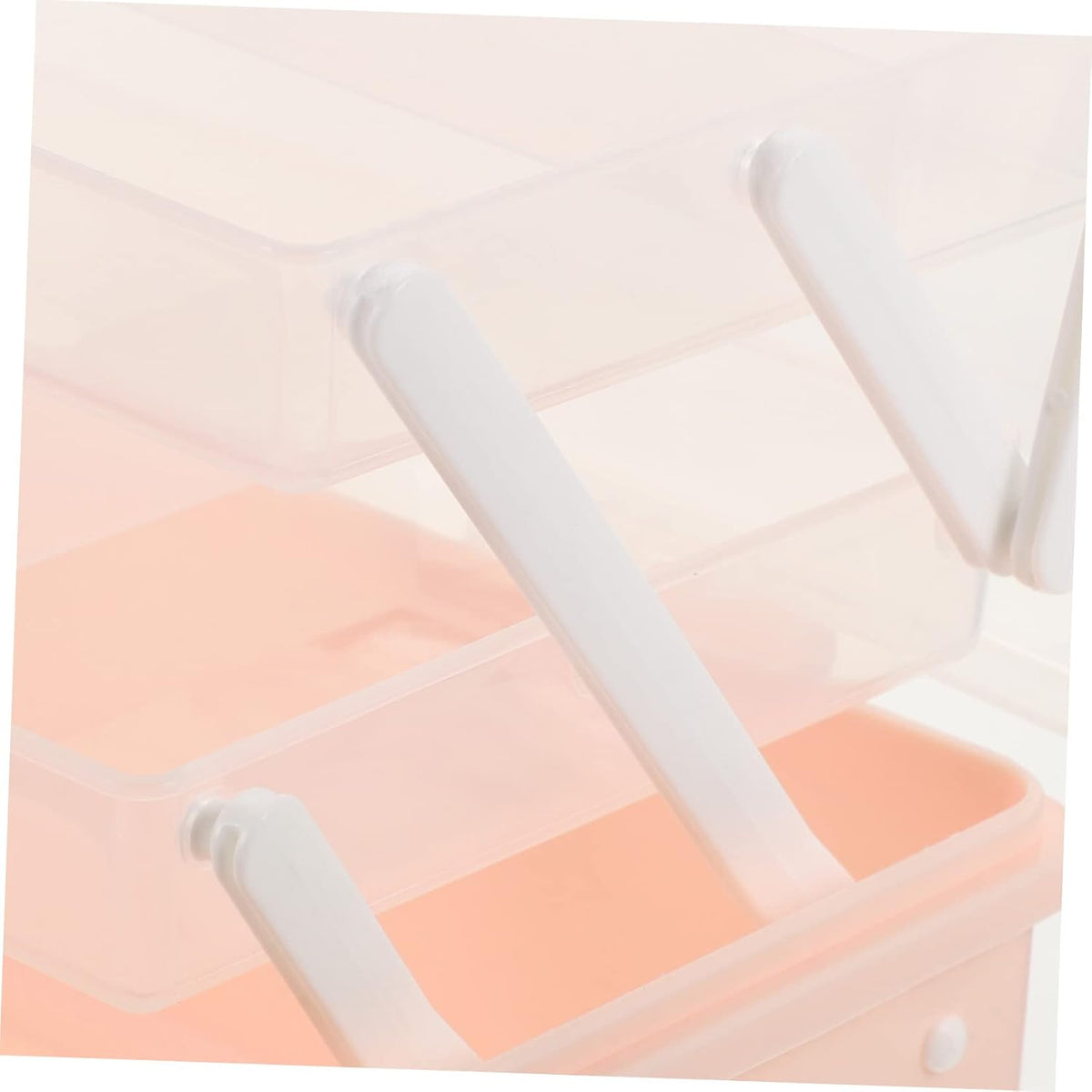 Pink Large Multi Layer PP Hair Accessories Organizer Box for Kids Desktop Storage, Layered Design, Bobby Pins and Necklaces, Family Use, Outdoor Carry, Small Items