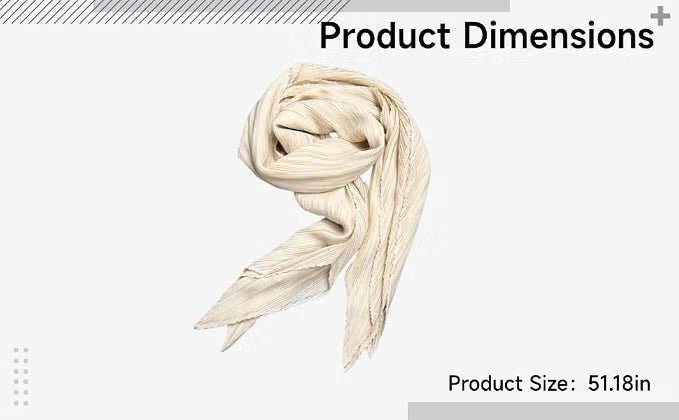 Women’s Head Wrap, Beige Pleated Polyester Headscarf, Lightweight Hijab & Shawl Scarf