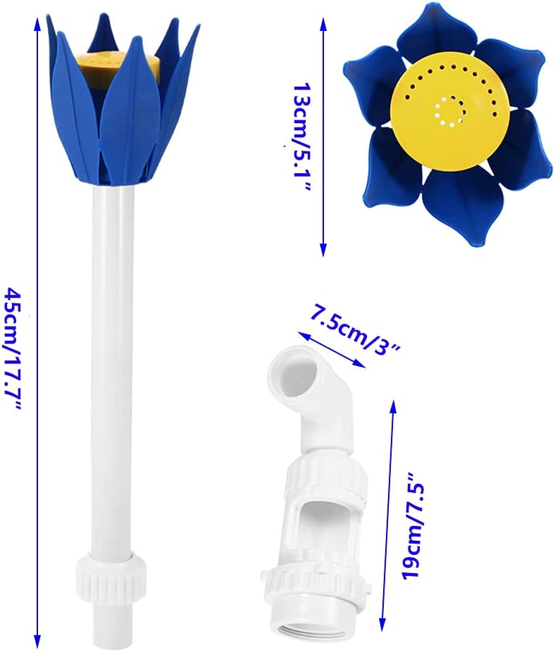 Adjustable Pool Fountain Nozzle, Lotus Flower Waterfall Sprayer for Above-Ground & In-Ground Pools
