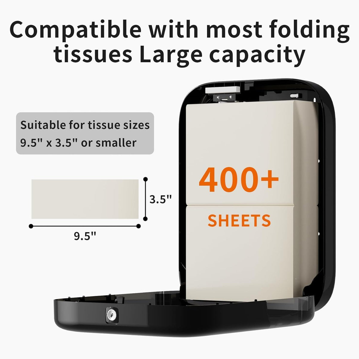 Commercial Paper Towel Dispenser Wall Mount - High Capacity 400+ Sheet Multifold