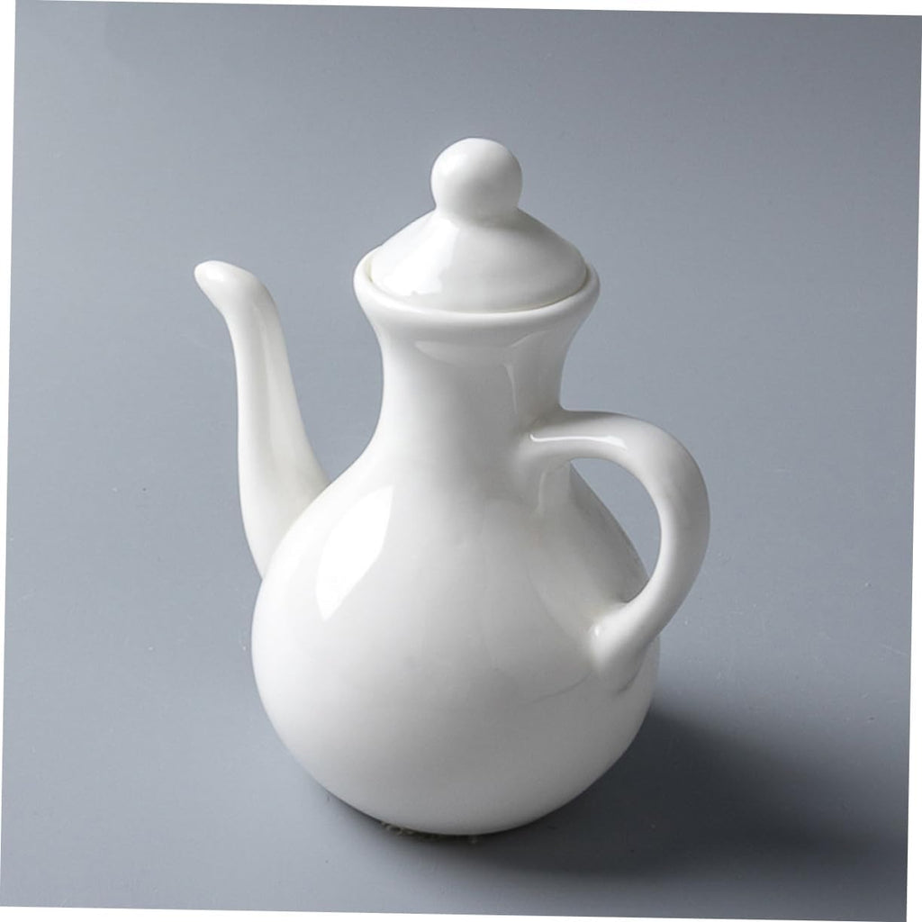 2pcs Ceramic Vinegar Pot Vinegar Dispenser Syrup Cruet Bottle Olive Oil Bottle Dispenser Ceramic Oil Dispenser Sauce Pitcher Kitchen Multifunction Ceramics Sauce Pot White