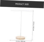 Iron Jewelry Stand Display Rack with Hook for Necklaces White Wood Accent, Reusable Tabletop Organizer, Holds Bracelets and Accessories, Home or Shop Display