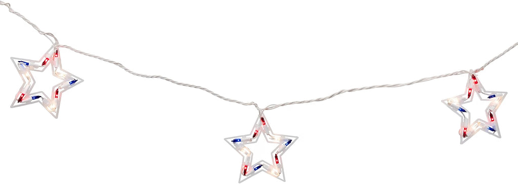Patriotic Stars Patio Light Set - 5.25ft - White Wire - 5ct