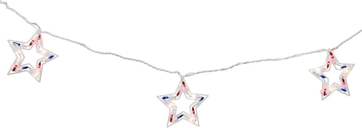 Patriotic Stars Patio Light Set - 5.25ft - White Wire - 5ct