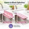 Foldable Kitchen Sink Splash Guard, 13.9 Inch ABS Sink Guard (Pink) ABS foldable sink splash guard measuring 13.9 x 4.9 x 3.5 in (35.4 x 12.5 x 9 cm) and weighing 8.1 oz (230 g).