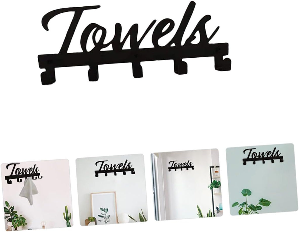Multi-Functional Black Iron Towel Hook Wall Mount for Kitchen Bathroom Wardrobe Hanger for Clothes Coats Swimwear and Towels