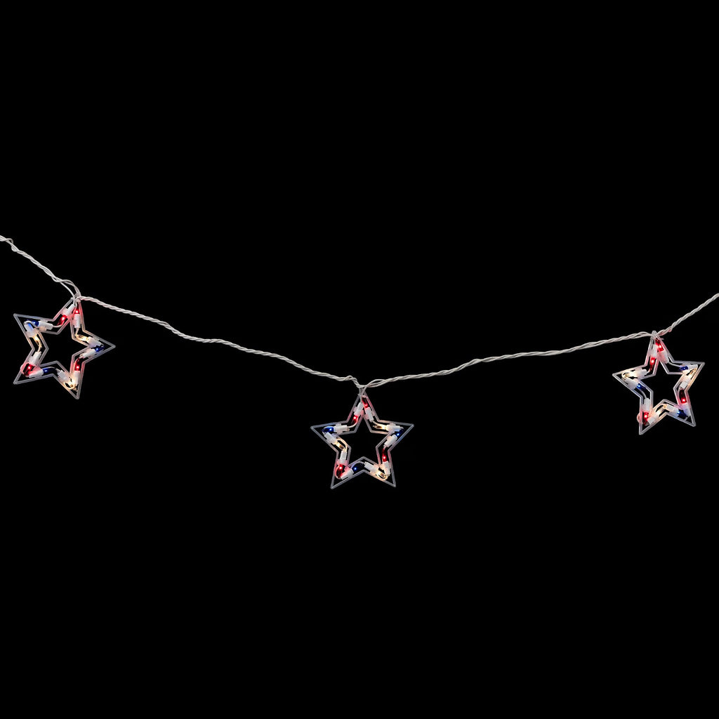 Patriotic Stars Patio Light Set - 5.25ft - White Wire - 5ct