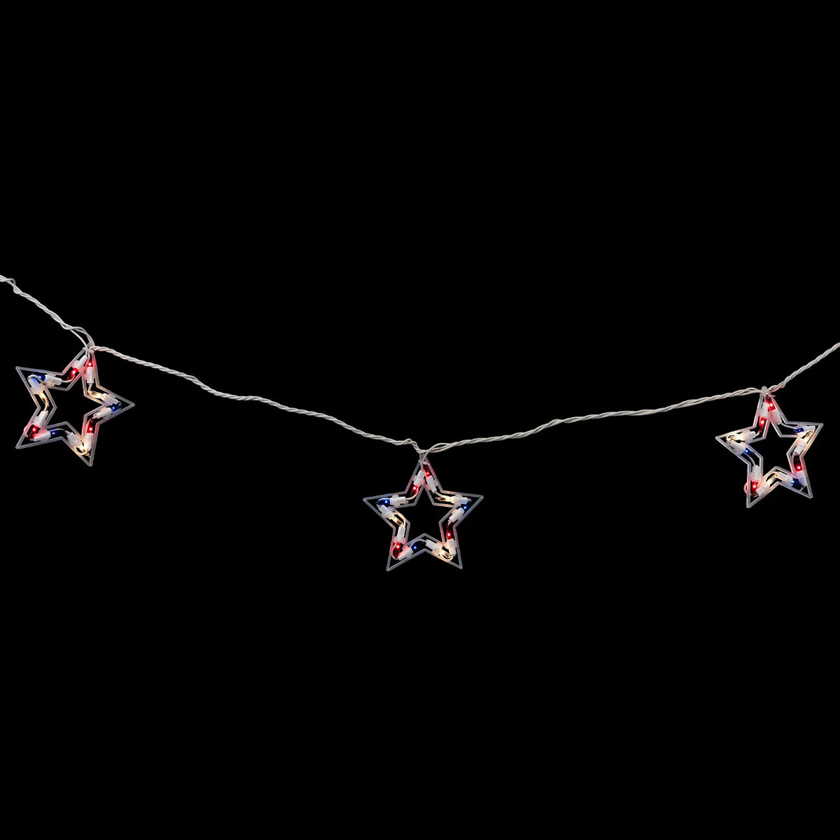 Patriotic Stars Patio Light Set - 5.25ft - White Wire - 5ct