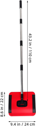 Manual Carpet and Floor Sweeper with Adjustable Height PP and Stainless Steel Build, Versatile Home Cleaning, Convenient Push Design for Tiles and Carpet