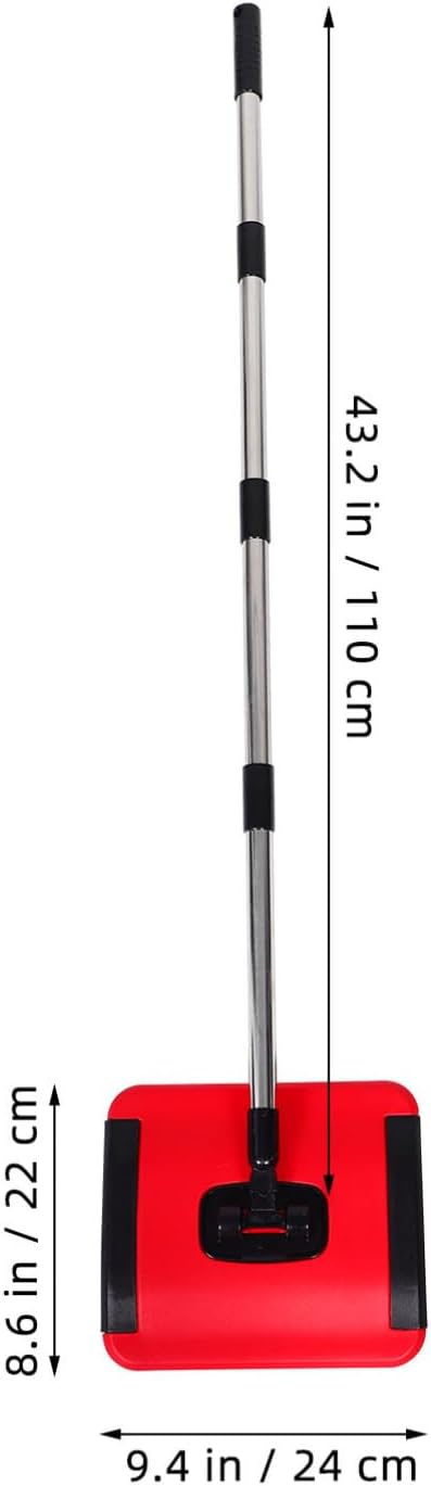 Manual Carpet and Floor Sweeper with Adjustable Height PP and Stainless Steel Build, Versatile Home Cleaning, Convenient Push Design for Tiles and Carpet
