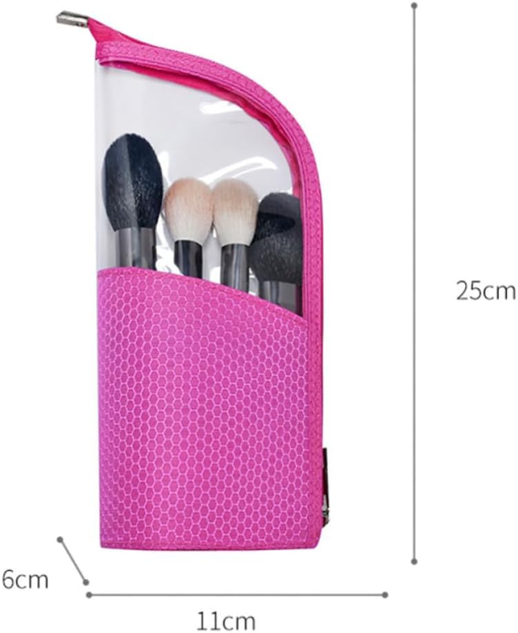 Portable Cosmetic Brush Bag Organizer for Travel Home Lightweight Tpu and Oxford Cloth, Easy to Clean, Compact Design, Translucent Look, Makeup Brushes Storage