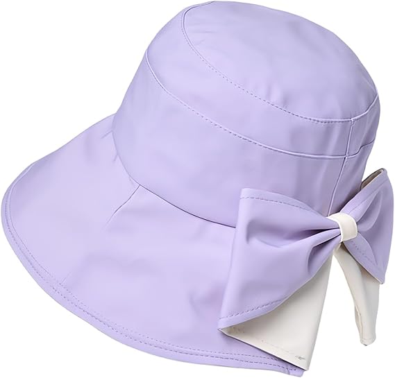 Women's Bowknot Wide Brim Sun Protective Hat, Packable Bow Knot Wide Brim Hat Lightweight Chic Ribbon Summer