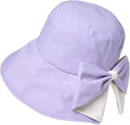 Women's Bowknot Wide Brim Sun Protective Hat, Packable Bow Knot Wide Brim Hat Lightweight Chic Ribbon Summer