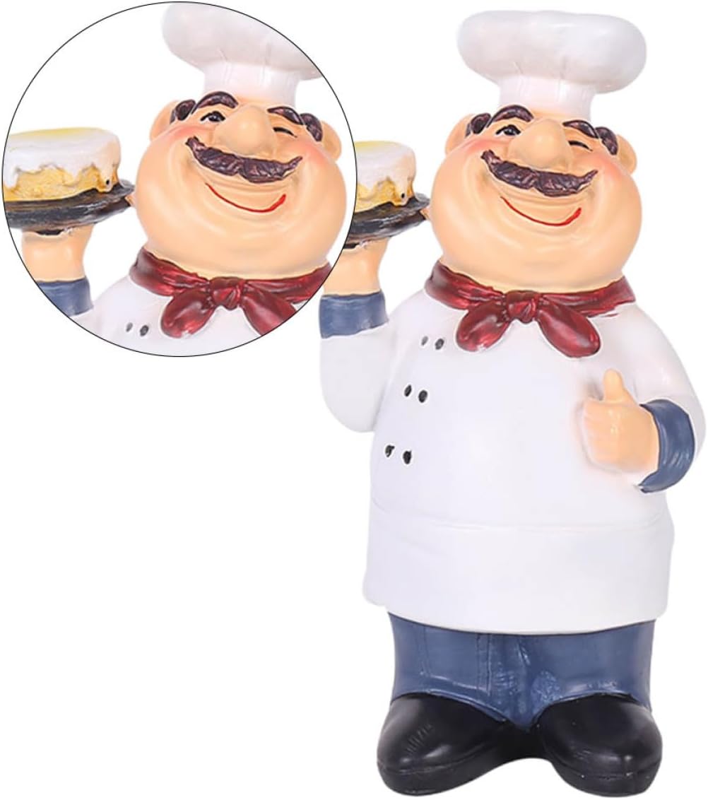 Creative Cake Chef Figurine Resin Mini Sculpture for Home Decor White Collectible Accent, Portable and Practical, Crafted for Kitchen Tabletop, Bar, Cafe Display
