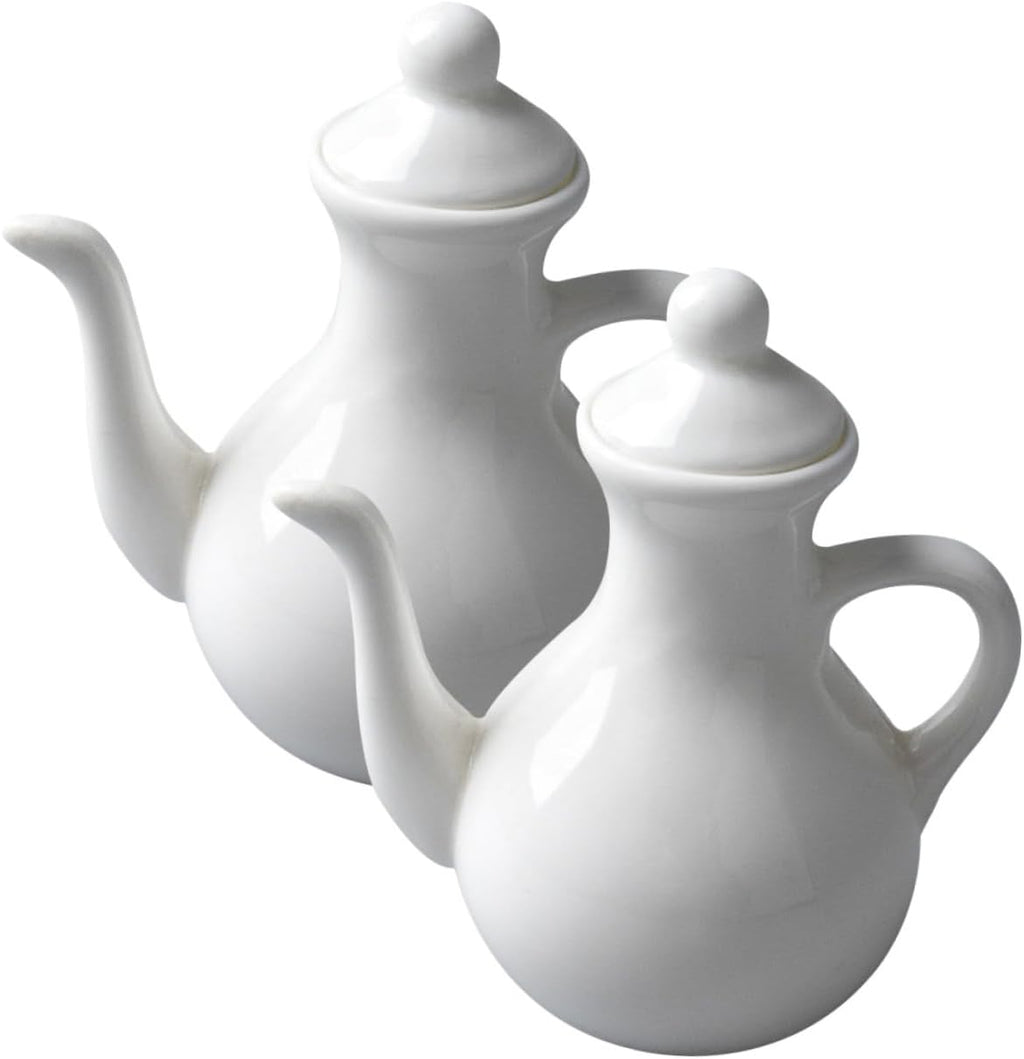 2pcs Ceramic Vinegar Pot Vinegar Dispenser Syrup Cruet Bottle Olive Oil Bottle Dispenser Ceramic Oil Dispenser Sauce Pitcher Kitchen Multifunction Ceramics Sauce Pot White