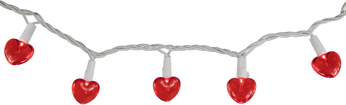 20-Count Red LED Mini Hearts Valentine's Day Lights - 4.75ft, White Wire