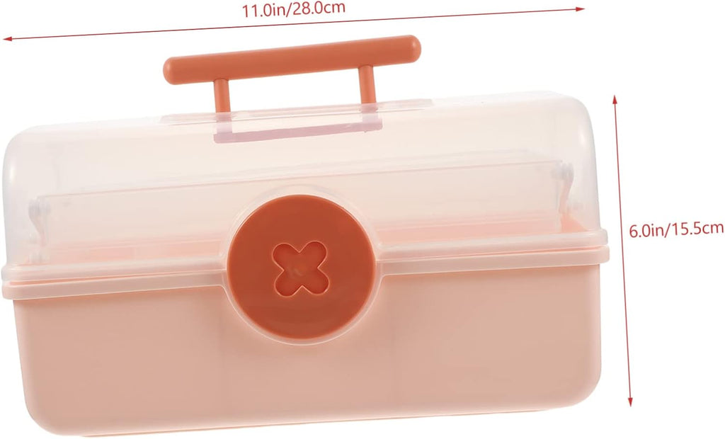 Pink Large Multi Layer PP Hair Accessories Organizer Box for Kids Desktop Storage, Layered Design, Bobby Pins and Necklaces, Family Use, Outdoor Carry, Small Items