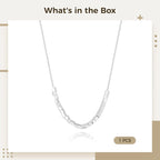 S925 Sterling Silver Necklace, Adjustable Square Pendant Chain with Rhodium Plating & Gift Box
